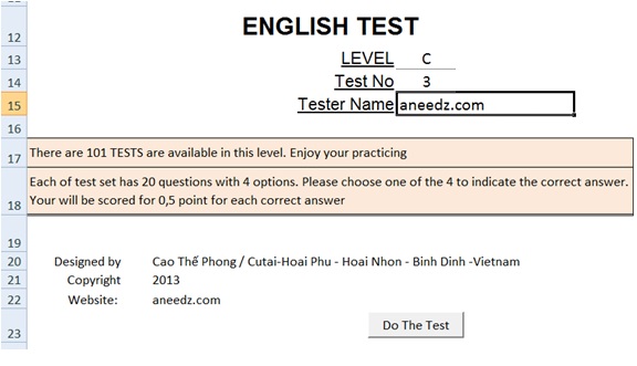 English Test Application